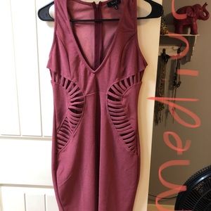 See through design printed dress